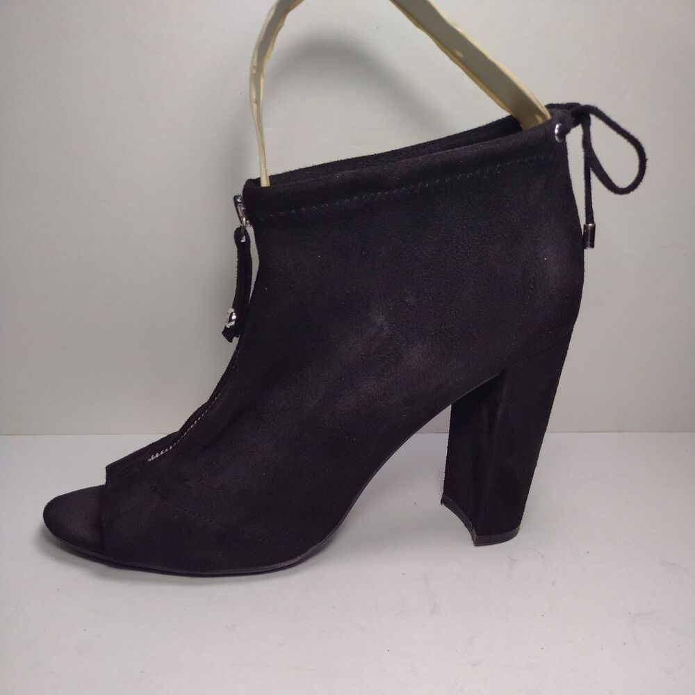 G by guess black suede heel open toe ankle booty size 10M